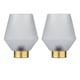 image 1 of Set of 2 Porter - Battery Operated Satin Brass Lamps Clear Tex Glass Bronze | Clear