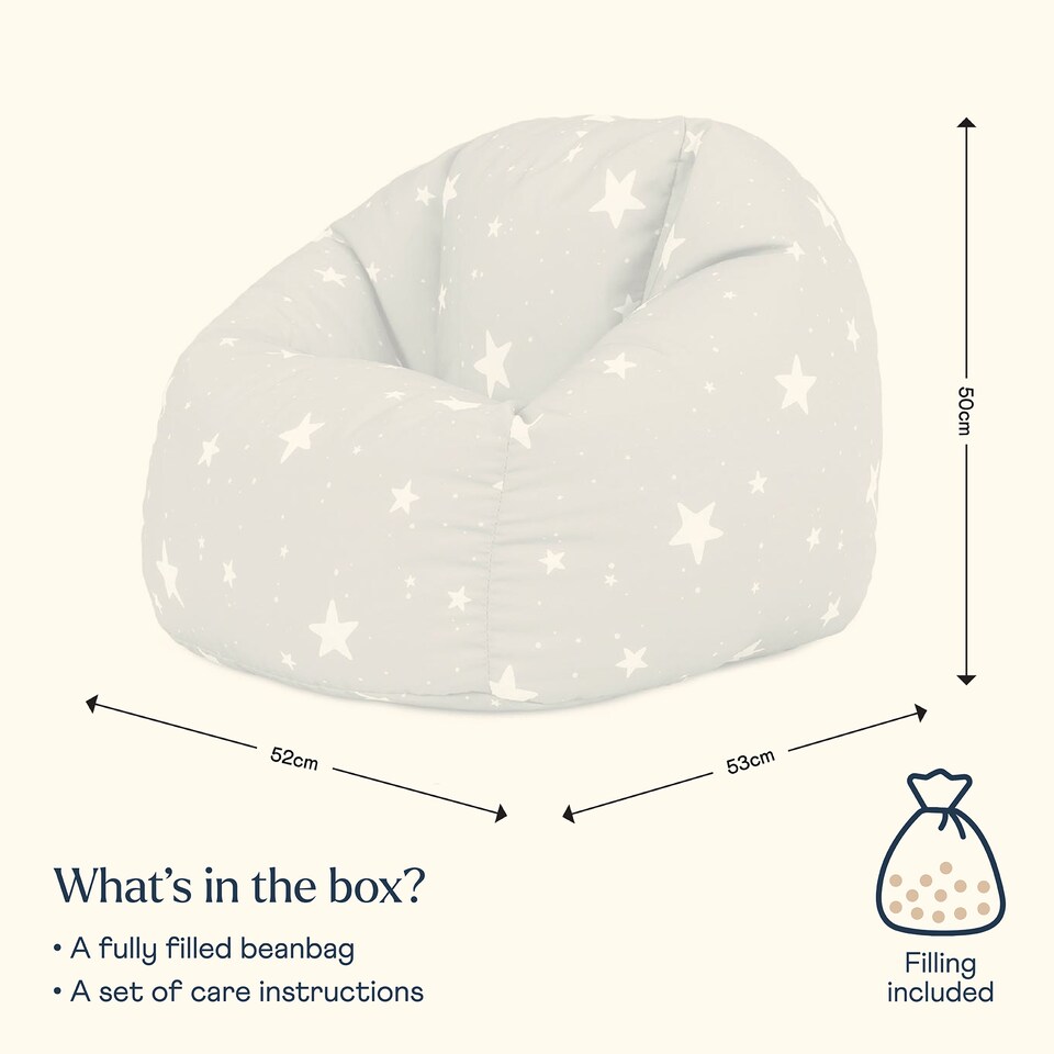 image 1 of Kids Starry Skies Bean Bag Chair Navy Blue Childrens Bean Bags | Blue | Navy Blue | 1