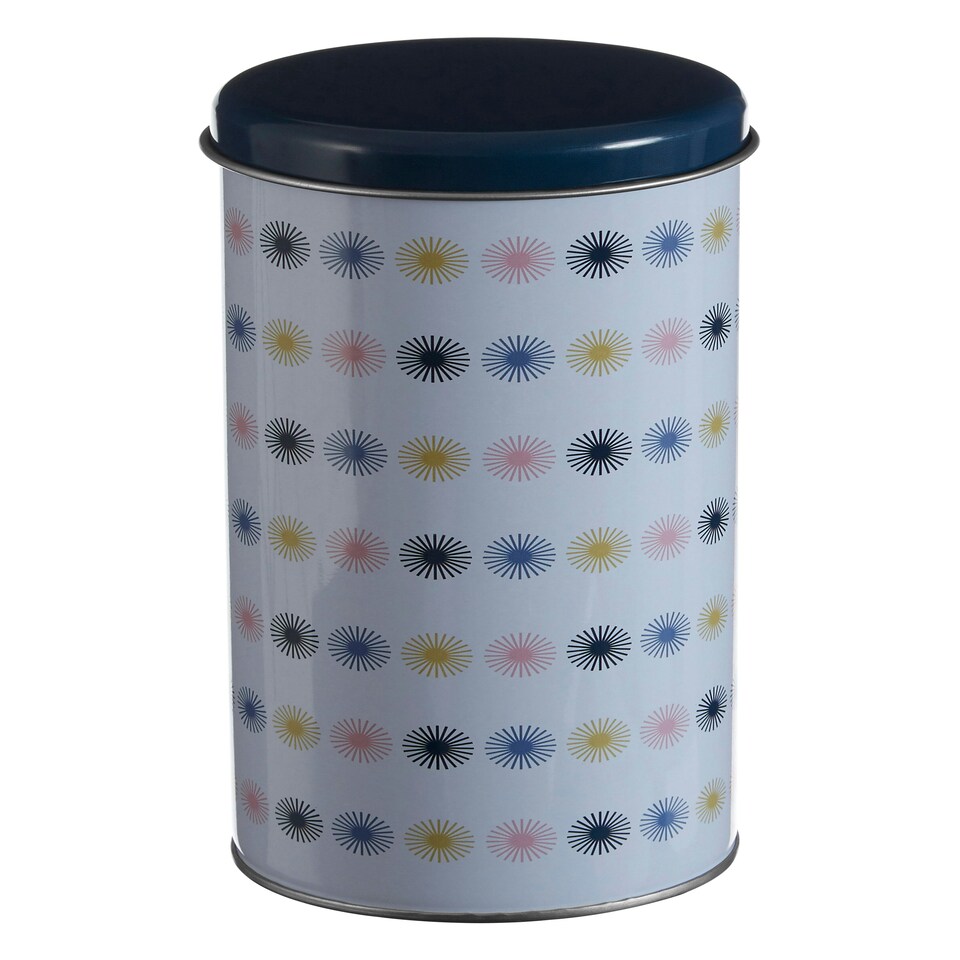 image 1 of Interiors by Premier Round Storage Canister, Decorative Metal Tin With Vintage Print Design, Ideal For Storing Snacks, Biscuits