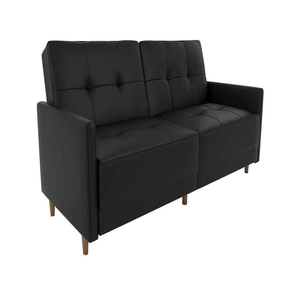 image 1 of Andora sprung sofa bed in faux leather black Black | BLACK FAUX LEATHER