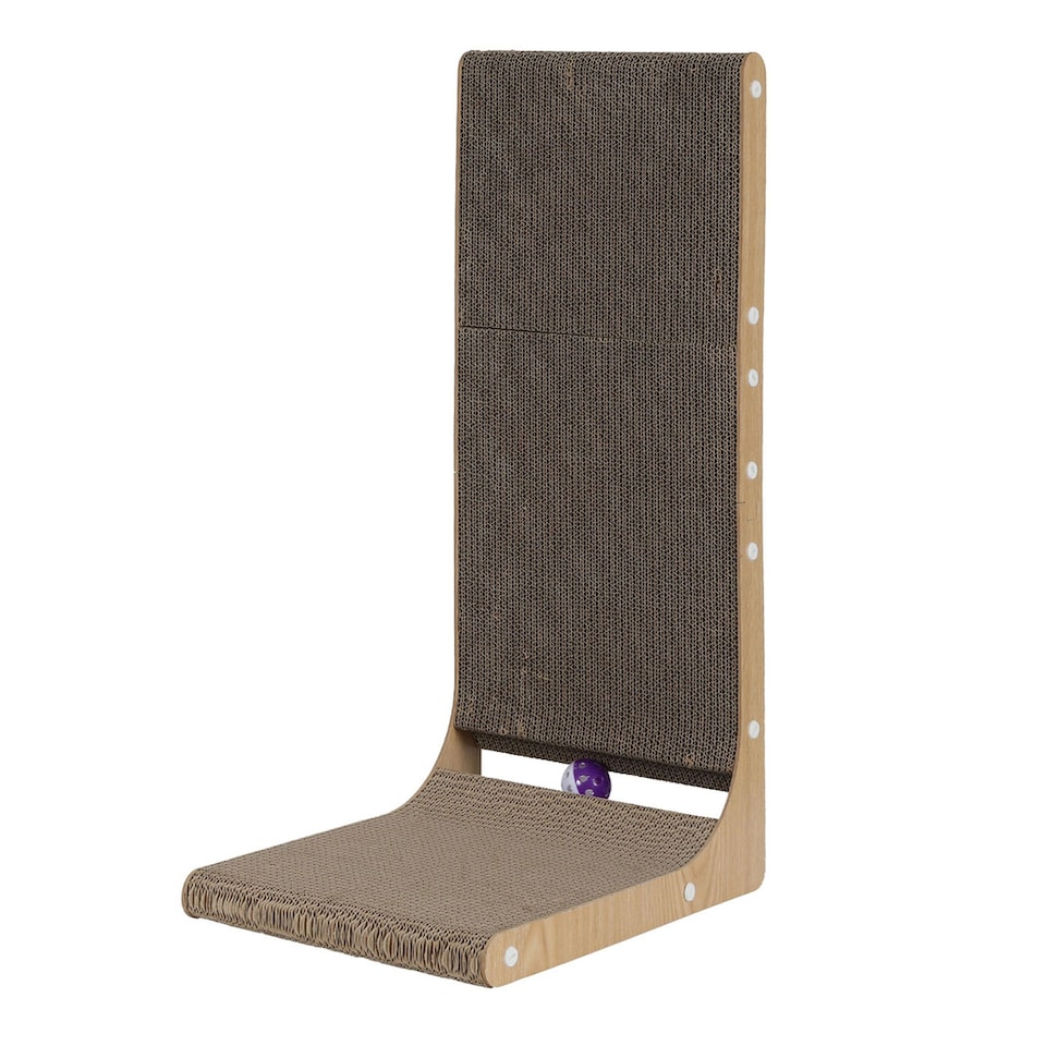 image 1 of Skylos L Shaped 68cm Cat Scratching Board with Ball Toy Wall Furniture