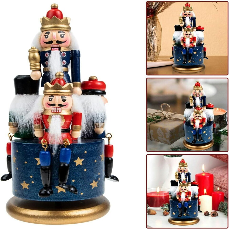 image 1 of 20cm Musical Box Wooden Nutcrackers Soldiers Christmas Ornament Any One