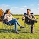 image 2 of Outsunny Camping Chair, Portable Folding Camping Chair | Blue | Dark Blue