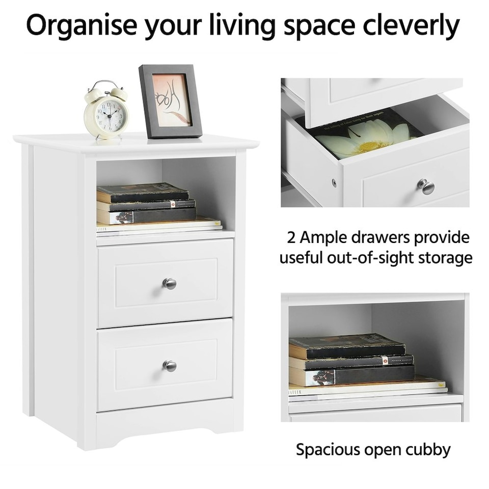 image 1 of Yaheetech Set of 2 Side Tables with 2 Drawers and 1 Cubby