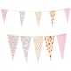 image 2 of Yellow and Peach Shabby Chic Vintage Print Party Bunting with 35 Pennants