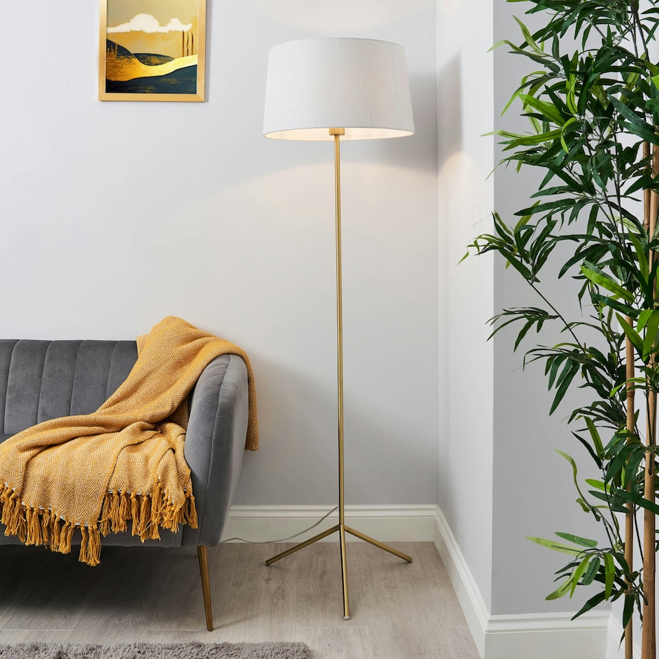 image 1 of BHS Stassy Floor Lamp, Satin Brass