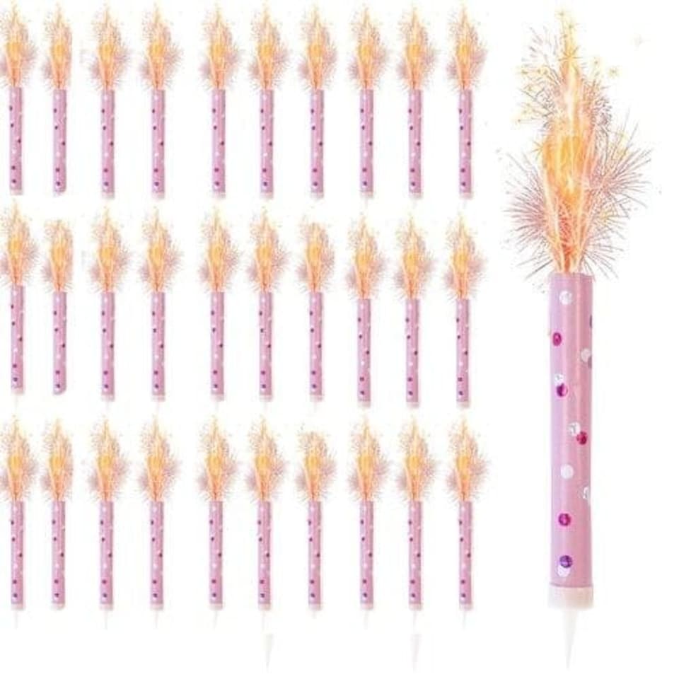 Pink Glitz Fountain Candles - Pack of 30