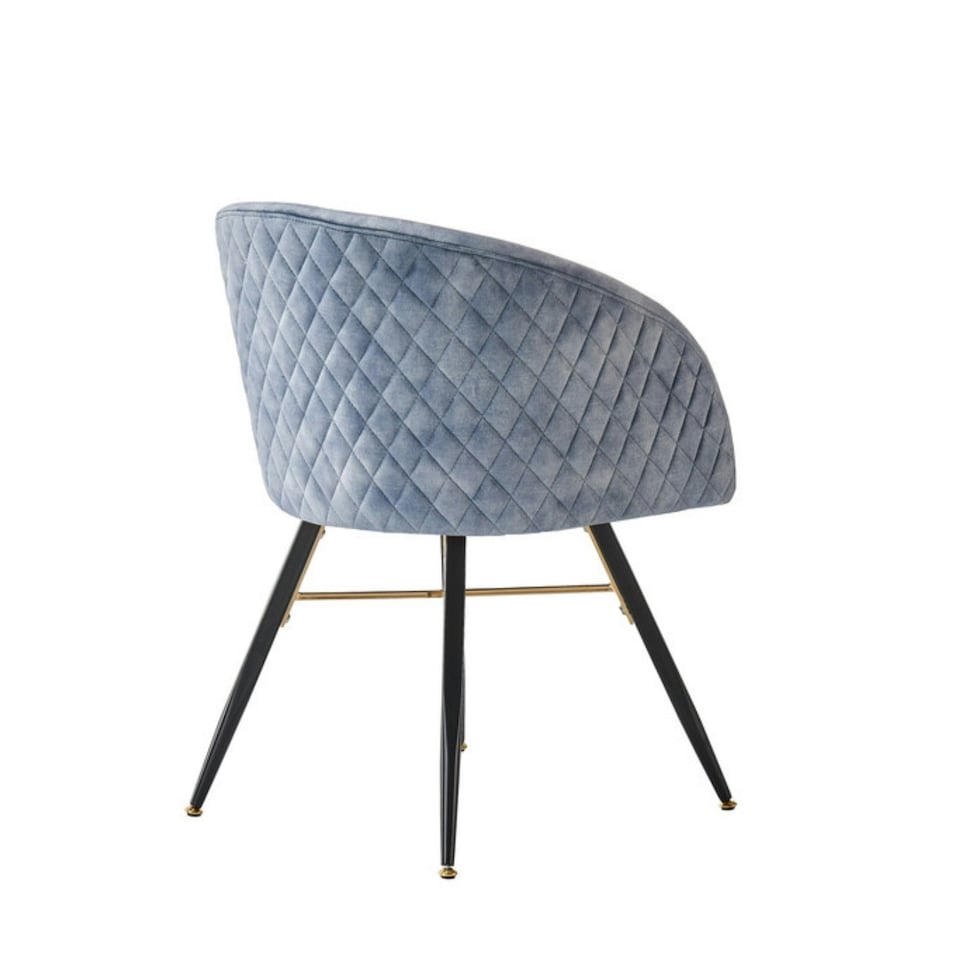 image 1 of Set of 2 Vittorio Velvet Dining Chairs with Black Metal Legs, Quilted Design Modern Accent Chair | Grey