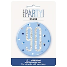 Unique Party Prismatic 90th Badge - Blue - One Size