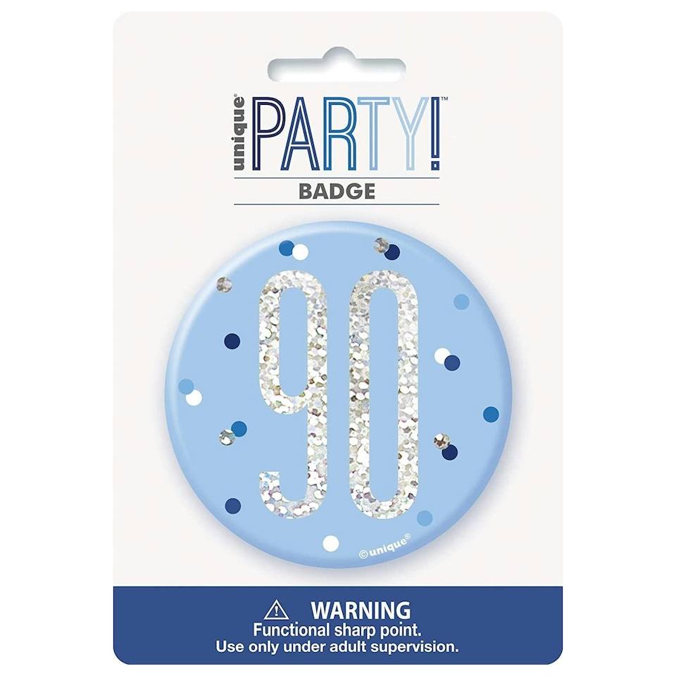 Unique Party Prismatic 90th Badge - Blue - One Size