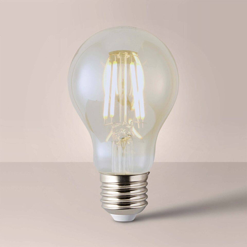 image 1 of ValueLights 5 Pack Filament E27 Amber Glass GLS Light Bulbs | Clear