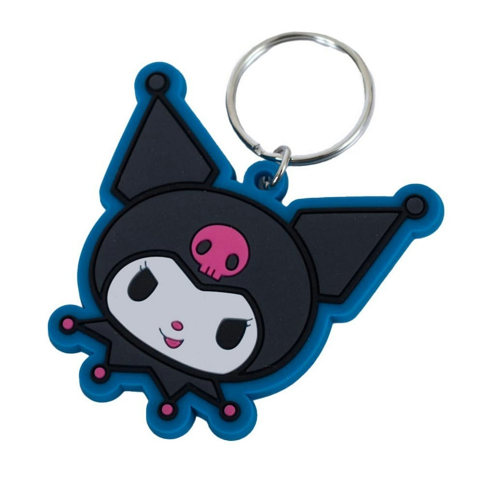 image 1 of Sanrio Smile PVC Kuromi Keyring - Black/White/Pink - 60mm x 60mm