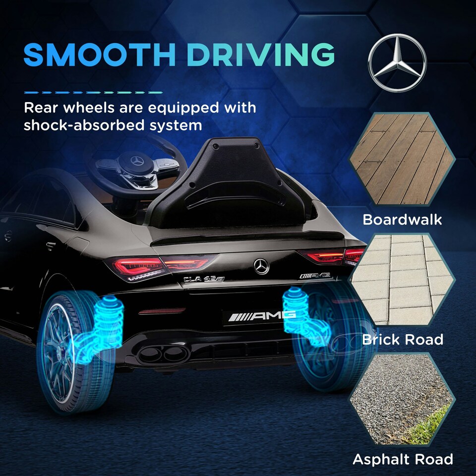 image 1 of AIYAPLAY Mercedes-Benz AMG CLA 45 Licensed 12V Ride on Car w/ Music - Black