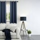 image 9 of Cobalt Dusty Blue Blackout Thermal Eyelet Curtains - 46 x 63 Inch Drop - 2 Panel