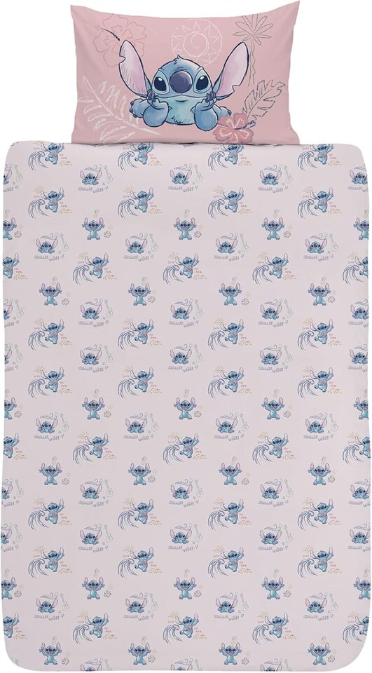 image 1 of Lilo & Stitch Single Duvet Cover Set Bedding Set - Aloha Pink | Pink | blue | Single