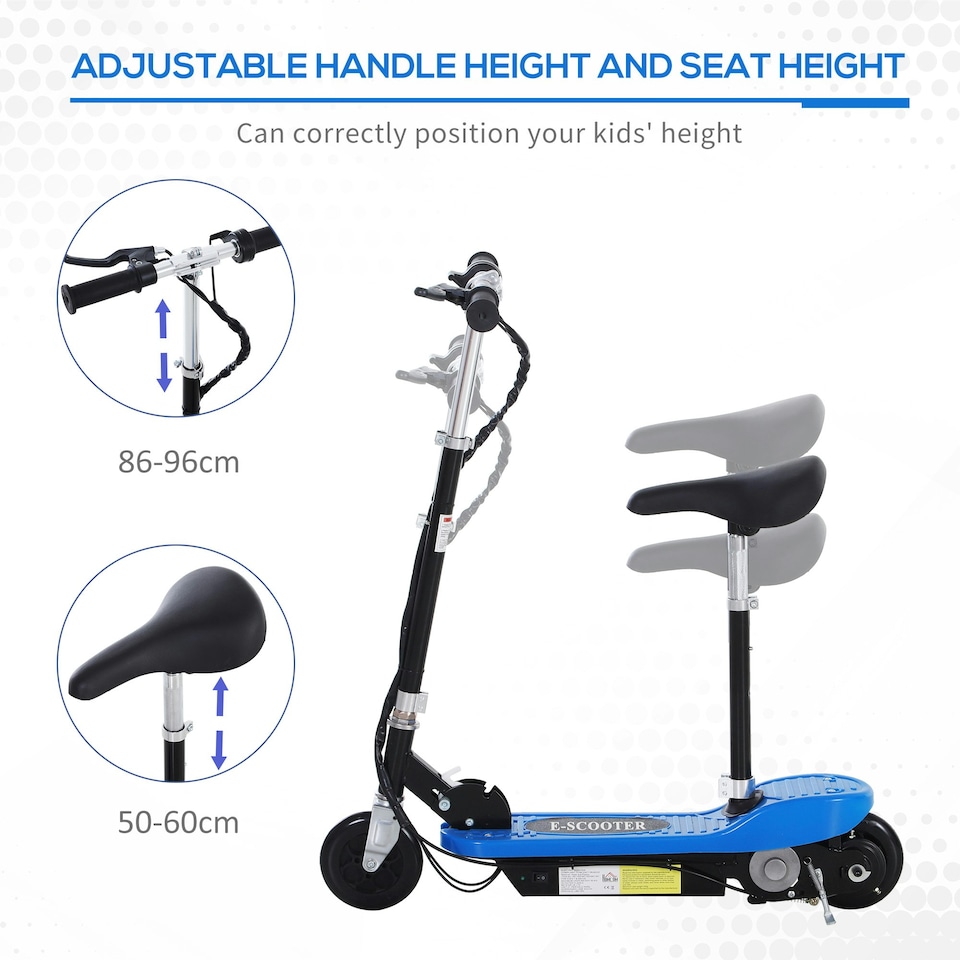 image 1 of HOMCOM Foldable Scooter 120W w/ Adjustable Height and Brake, Blue