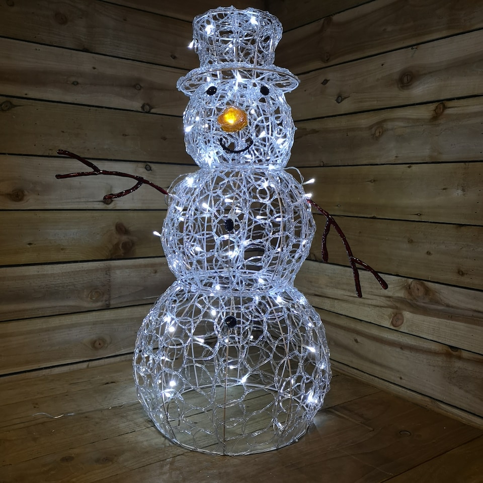 image 1 of Premier Indoor Outdoor Christmas 90cm Lit Soft Acrylic Snowman With 80 White LED