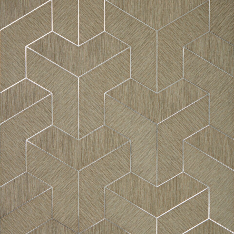 Sample of Tessellate Wallpaper in Linen with Metallic Silver Multi