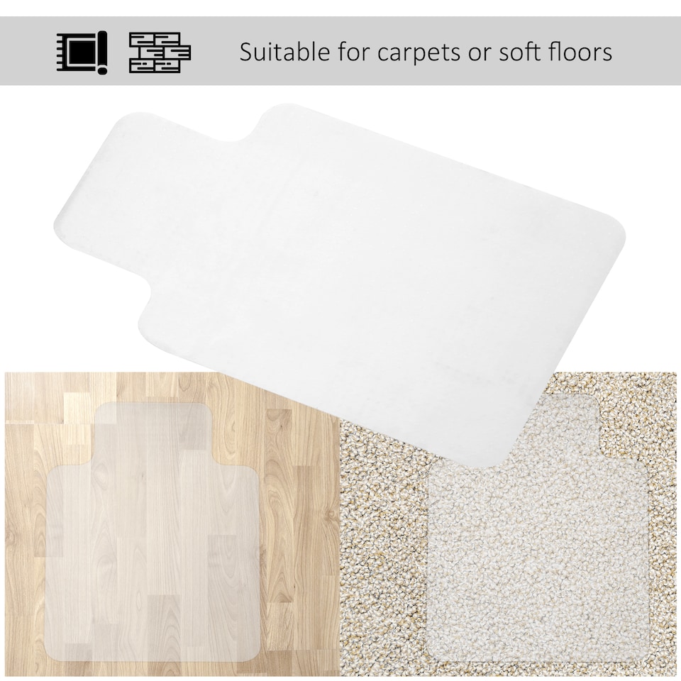 image 1 of HOMCOM Office Carpet Protector Chair Mat Spike Non Slip Studs Frosted | White