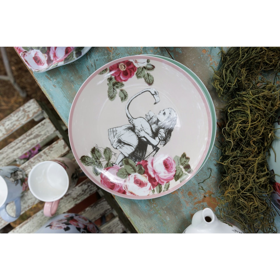 image 1 of Mikasa Alice in Wonderland Side Plate Set Bone China 21cm Set of 4 | Multi
