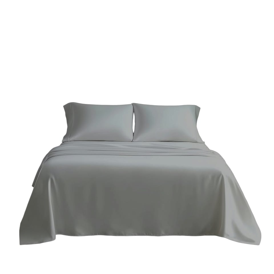 image 1 of Microfibre Soft Touch Flat Sheet Plain Dyed Bed Linen Silver | Silver | Single