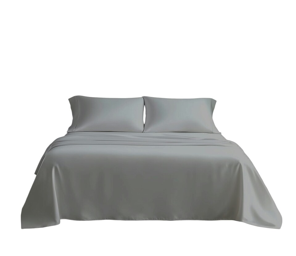 image 1 of Microfibre Soft Touch Flat Sheet Plain Dyed Bed Linen Silver | Silver | Single