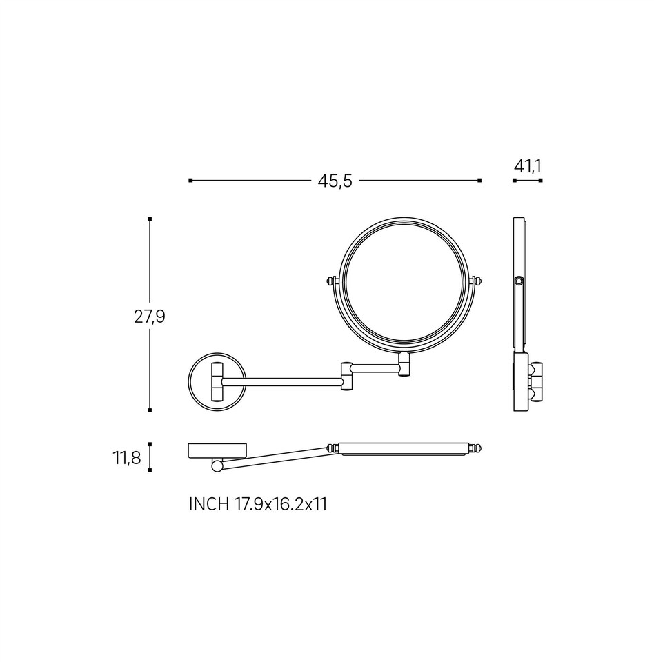 image 1 of Cosmic Wall Mirror with Screws and Durable Sturdy for Bathroom, Light Grey | Multi