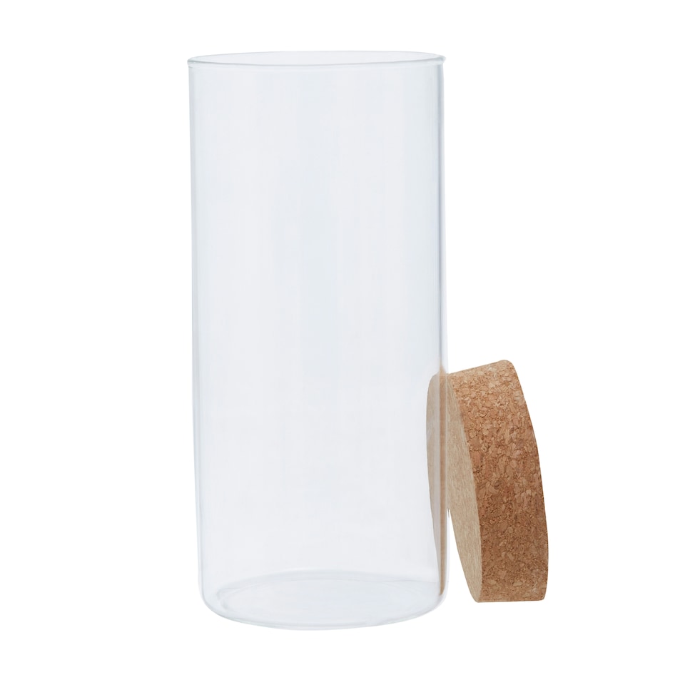 image 1 of Interiors by Premier Large Glass Jar, Eco-Friendly Glass with Airtight Cork Lid and Chalkboard Label, Perfect for Storing Spices