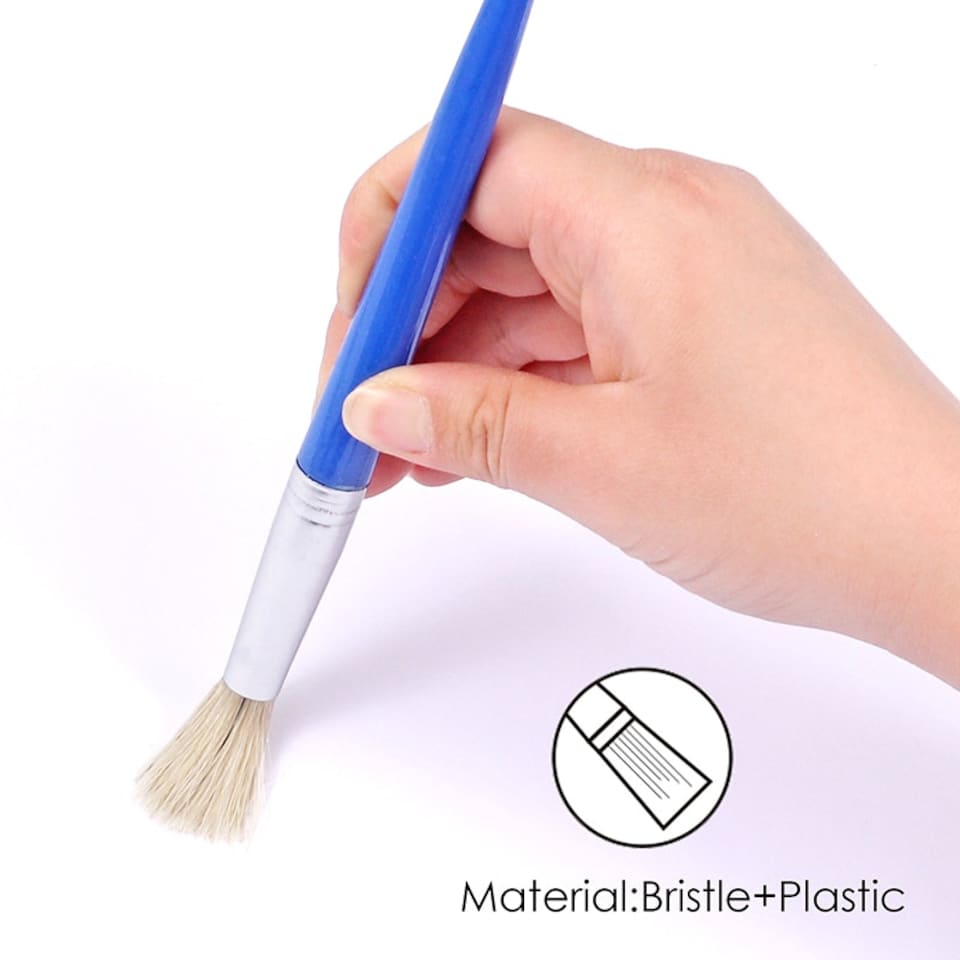 image 1 of Pack 4 Bristle Head And Chunky Plastic Body Artist Brushes