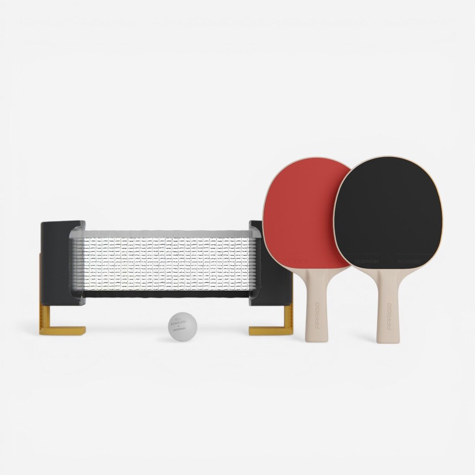image 1 of Decathlon Table Tennis Set for Small Tables with Rollnet + 2 PPR100 Bats + 2 Balls