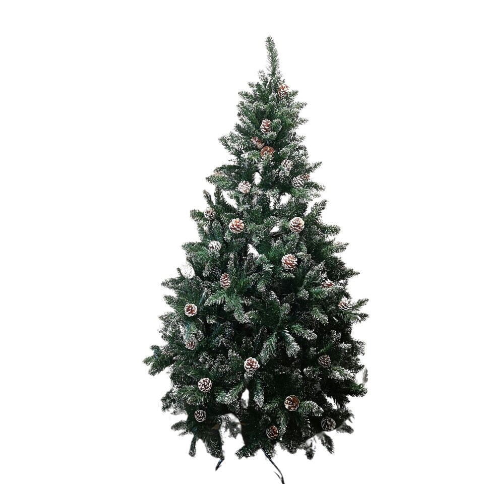 image 1 of 6ft (180cm) Rocky Mountain Pine Green Artificial Christmas Tree Snow Tip and Pine Cones