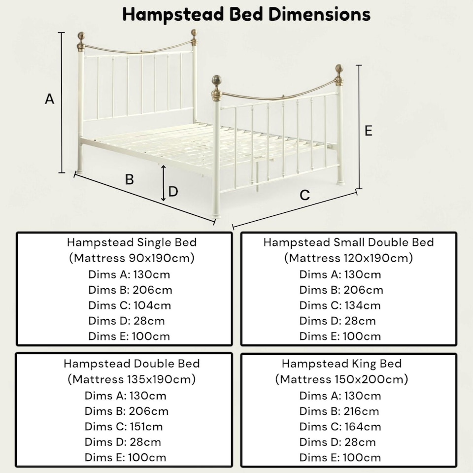 image 1 of Hampstead Traditional Style Metal Bed Frame | White | White & Brass | King