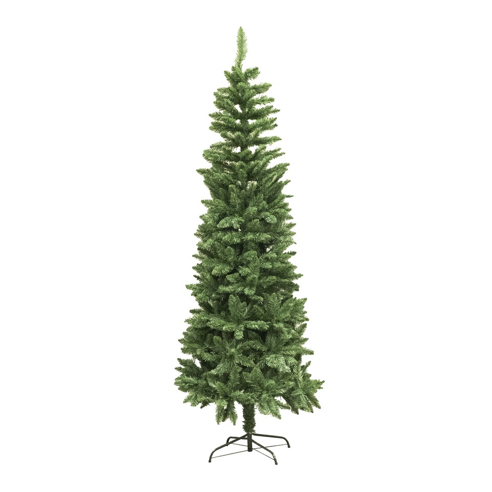 image 1 of 5Ft Slim Pine Green Tree Christmas Holiday Festive Xmas Home Decorations with Pencil Point Tips | Green | Green