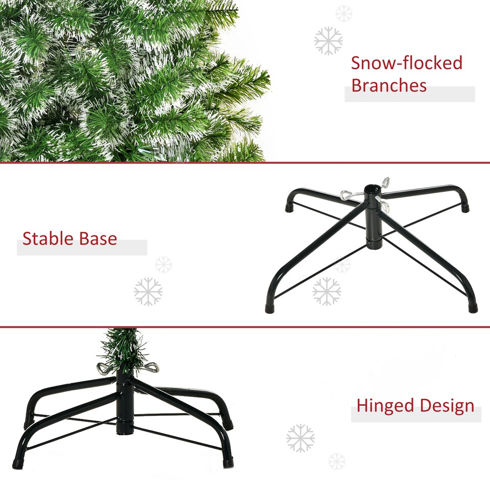 image 1 of HOMCOM 7FT Indoor Christmas Tree Artificial Decoration mas Gift with Metal Stand Branch Tips