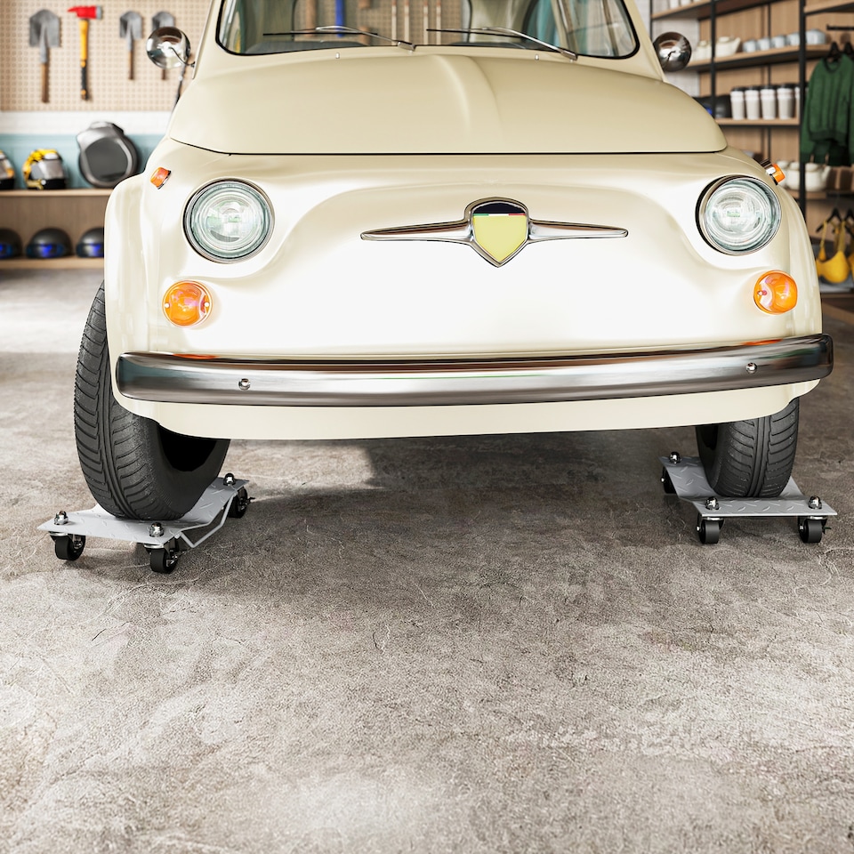 image 1 of DURHAND 2 PCS Car Wheel Dollies with Swivel Casters, 680kg Capacity Car Dolly Skates Wheel Dolly Set with Non-Slip Metal Plates, Grey