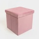 image 4 of OHS Matte Velvet Soft Foldable Cube Footstool Seat Storage Organiser Ottoman Pink | Blush Pink