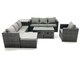 image 2 of Fimous Outdoor Garden Furniture Set 10 Seater Rattan Sofa Set with Coffee Table 3 Footstools Armchair Side Table Dark Grey Mixed