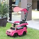 image 2 of HOMCOM 3 in 1 Kids Children Ride on Push Car Toddler Sliding Car G350 Licensed Walker Foot to Floor Slider Push-Along with Horn Steering Wheel NO POWER Manual, Pink