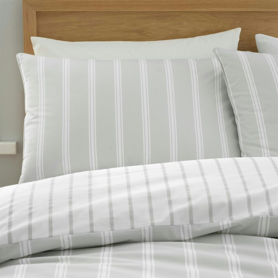 image 1 of Bianca Ashford Stripe Silver Duvet Cover Set Grey | Super King