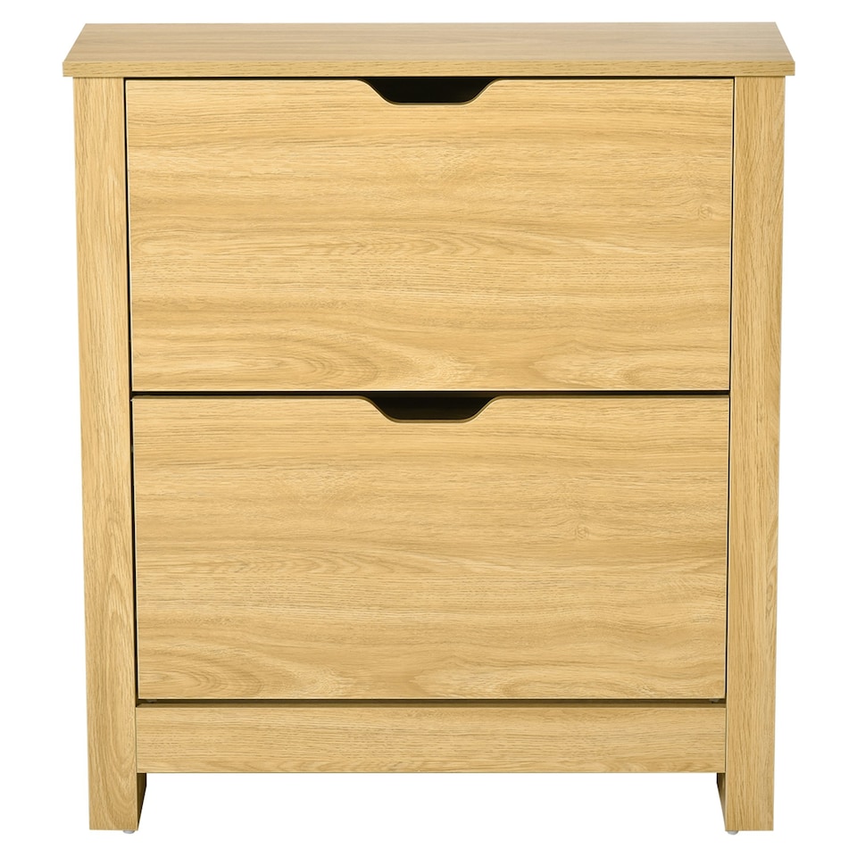 image 1 of HOMCOM 12-Shoe Storage Cabinet 4 Shelves 2 Drawers Modern Brown