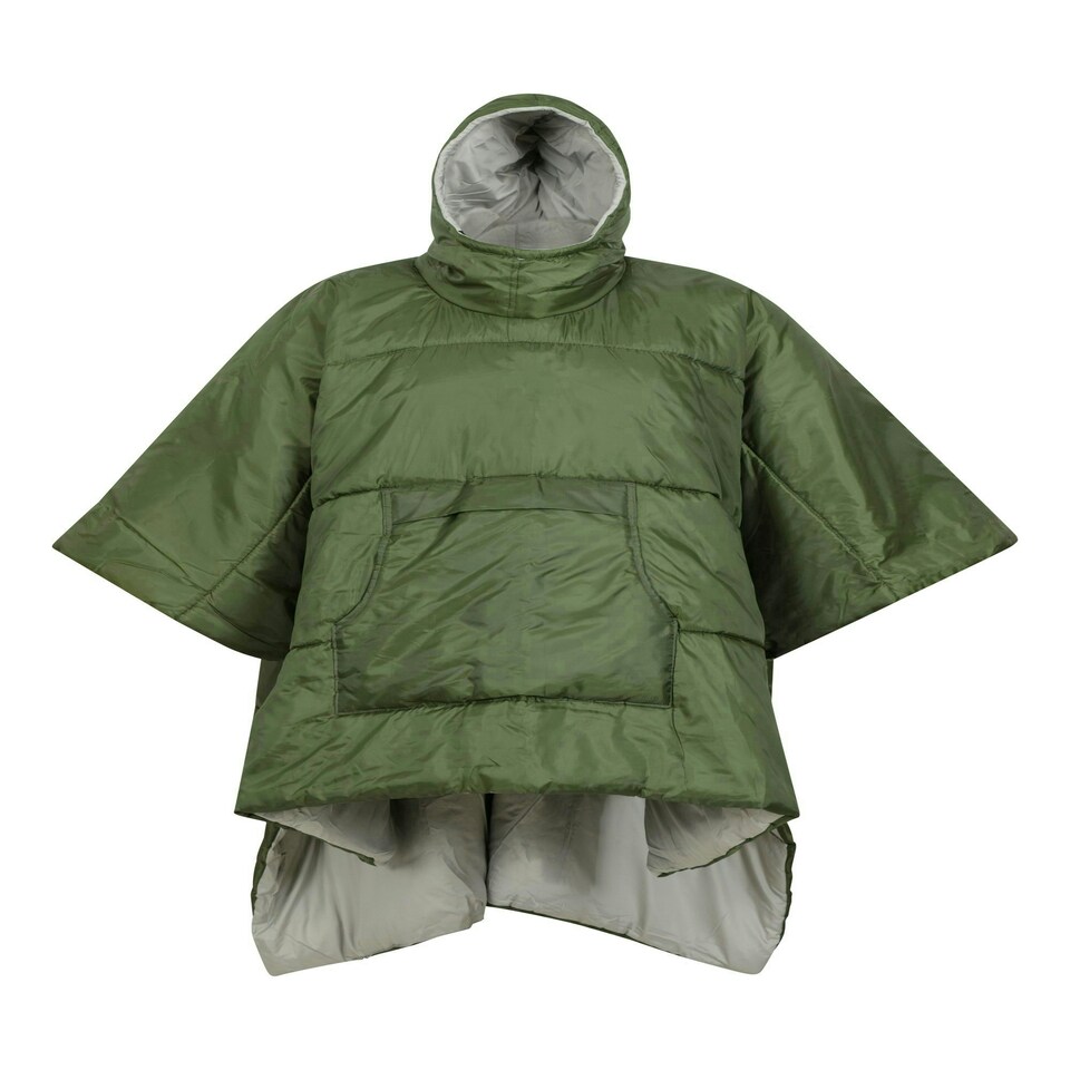 image 1 of Mountain Warehouse Wearable Blanket Unisex Hooded Warm Comfy for Camping Hiking Green | Khaki | One Size
