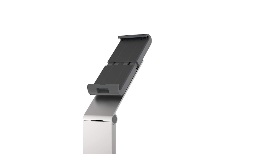 image 1 of Durable Aluminium Tablet Holder iPad Floor Exhibition Stand | Rotates & Locks | Silver
