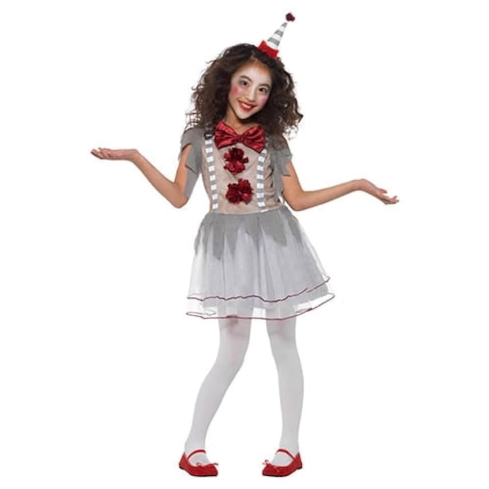image 1 of Vintage Clown Girl Fancy Dress Costume Kids Medium - Age 7-9