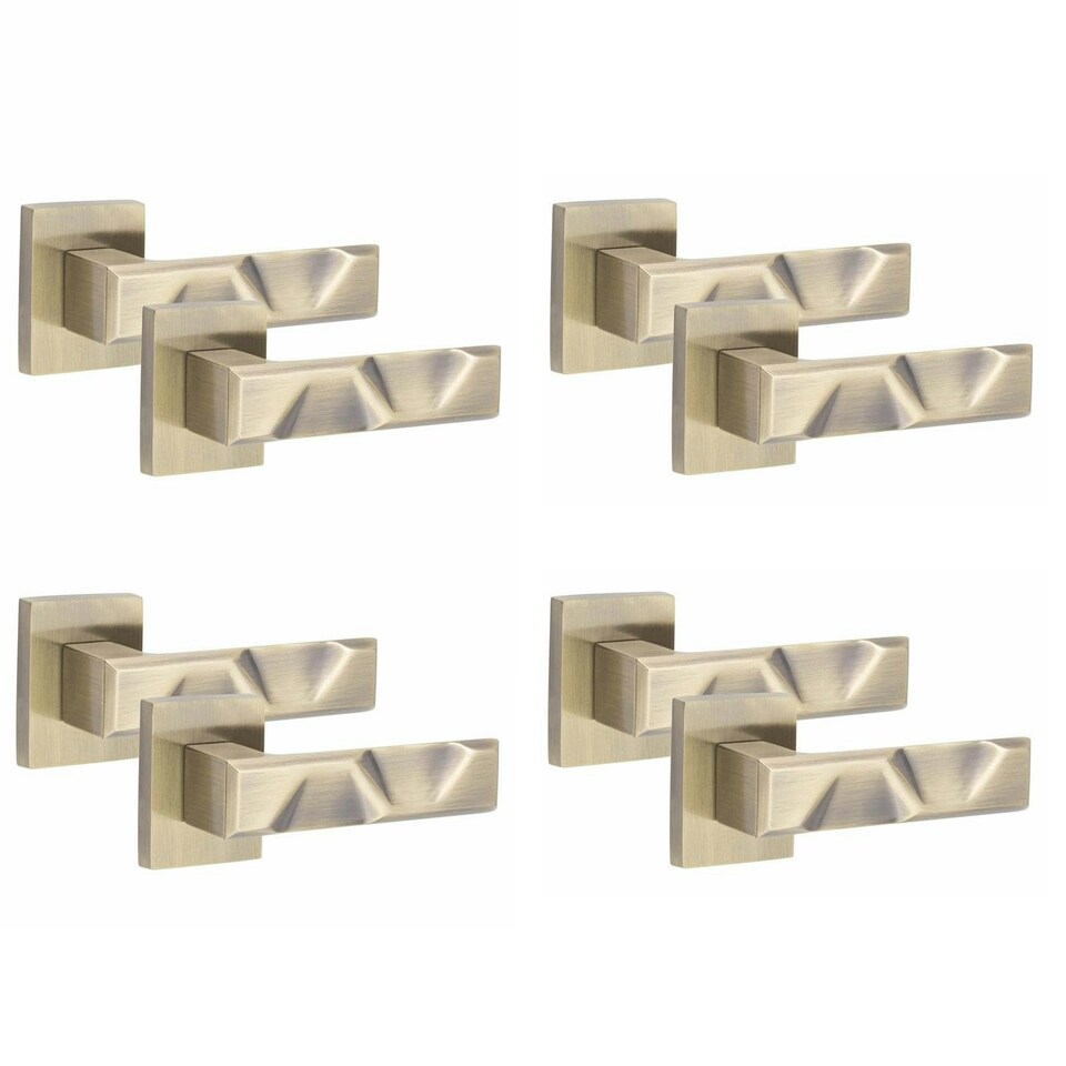 image 1 of Golden Grace 4 Pairs Modern Nova Premium Design Door Handles on Square Rose in Antique Brass Finish Gold