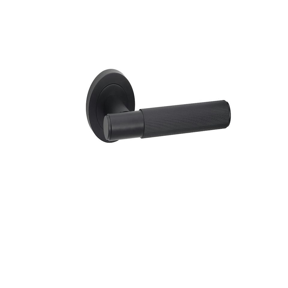 image 1 of Golden Grace 4 Set Linear T-Bar Door Handles with Matt Black Finish with Latch and Ball Bearing Hinges | Black | 4 Set