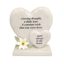 David Fischhoff Double Hearts Memorial Plaque 19 x 18cm - Son