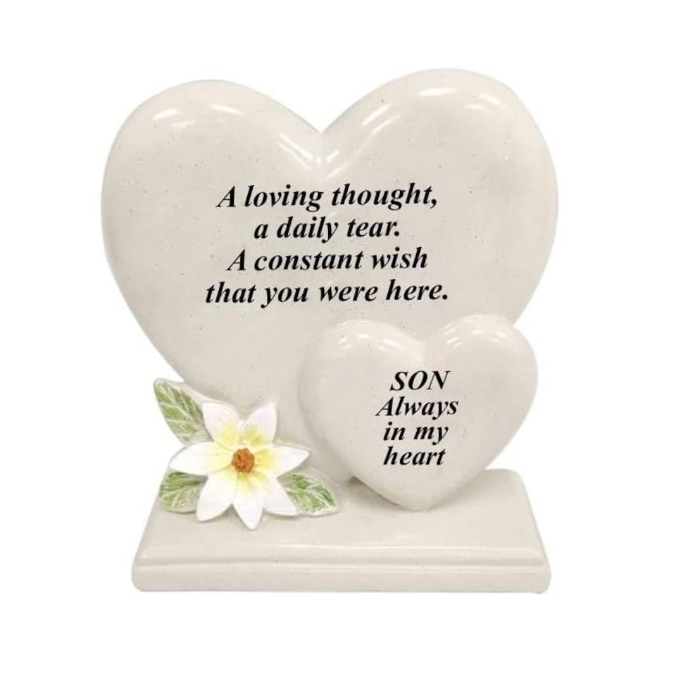 David Fischhoff Double Hearts Memorial Plaque 19 x 18cm - Son