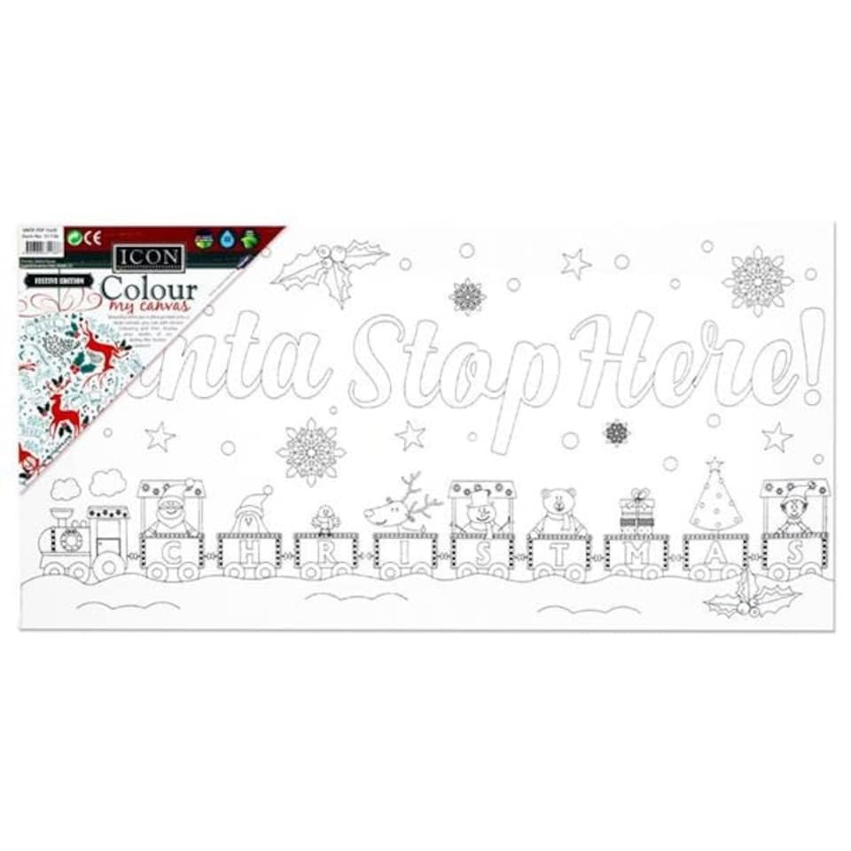 image 1 of Colour My Christmas Edition Santa Stop Here Design Canvas 150 x 300mm by Icon Art