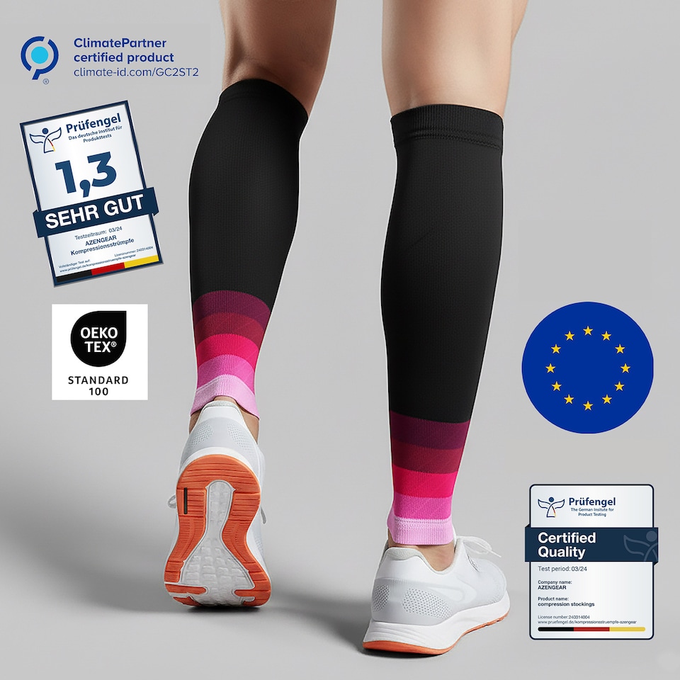 image 1 of aZengear Calf Support Compression Sleeves (Pair) for Women, Men, Running, Shin Splints