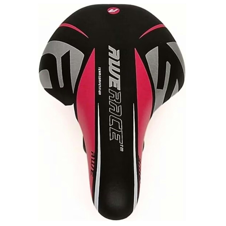 image 1 of AWE Unisex-Youth Junior MTB Pink/Black/Silver Bike Seat/Saddle With Steel Rails
